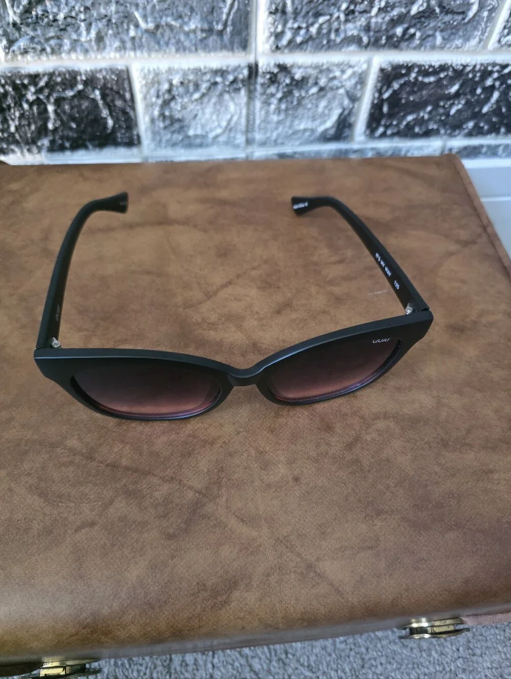 Quay Australia Black Frame Sunglasses with Gradient Purple Lenses